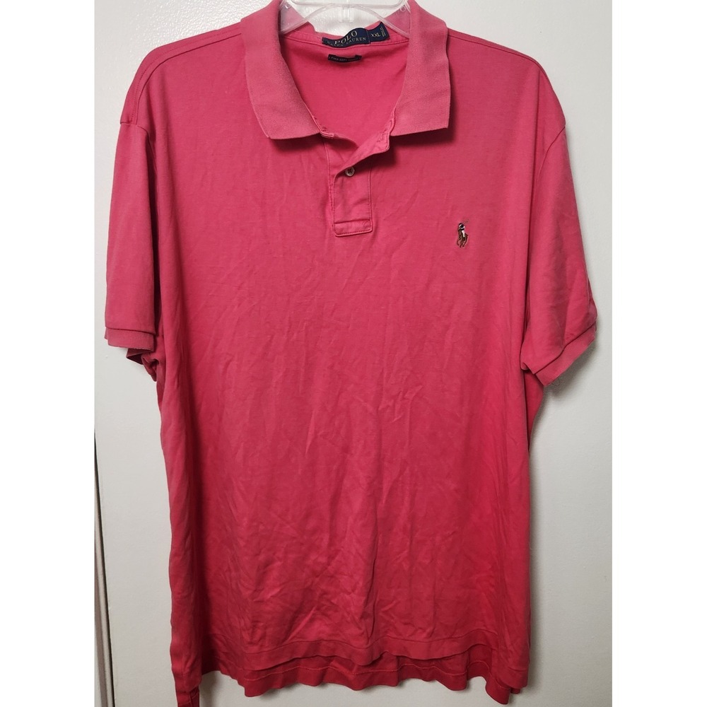 Polo Ralph Lauren Red Pima Soft Touch Polo Shirt Embroidered Flesh Pony XXL